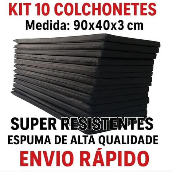 Kit 10 Colchonetes Preto para academia 90x40x2,5 Envio imediato
