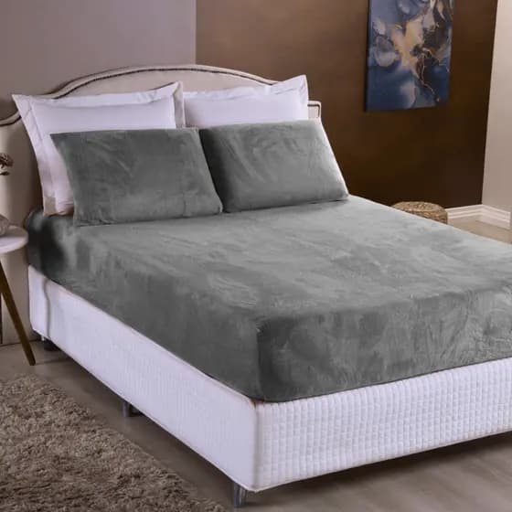 Jogo de Cama Plush 3 Peças - Solteiro / Casal Padrão / Queen / King - COM ELÁSTICO A VOLTA TODA