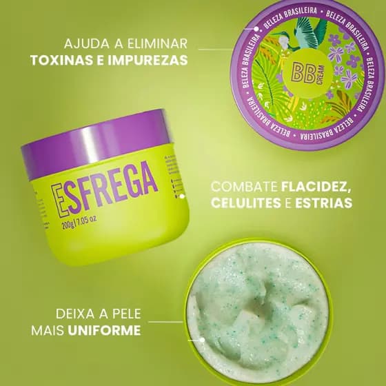 Esfrega bumbum 200g – Esfoliante Corporal com Ácido Glicólico + Chá Verde beleza brasileira