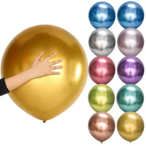 Balão Bexiga Latex Metalizado 50 Unidades 18 Polegadas