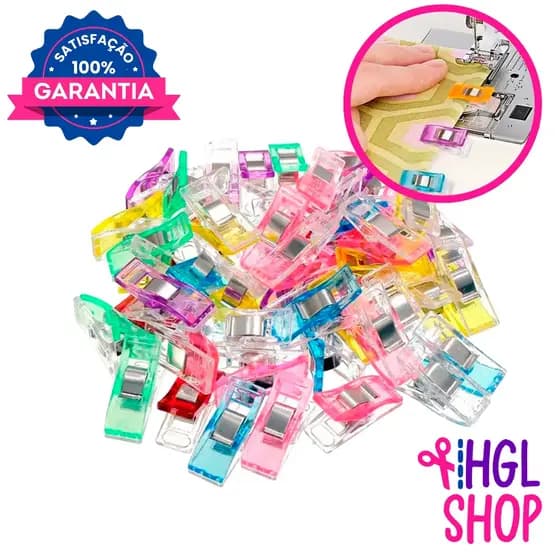 Kit 50 Clipes de Costura Coloridos – Prendedor de Tecido para Patchwork, Costura, Artesanato, Festa e Decoração