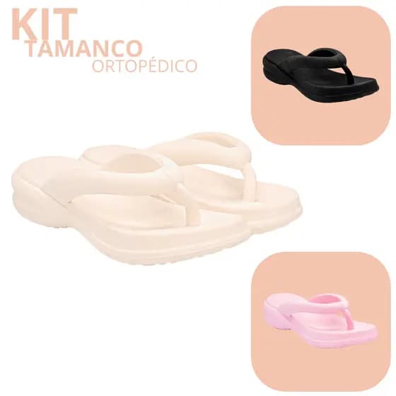 Kit Chinelo Feminino Tamanco Ortopédico Macio Leve Confortável