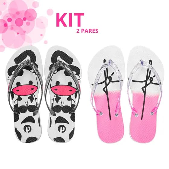 Kit Chinelo Feminino Macio Estampado Leve