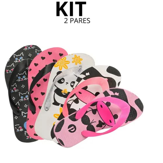 Kit Chinelo Menina Confortável Passeio Leve