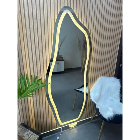 Espelho Orgânico Flame E06 150x60cm 170x70cm Com LED Jateado Branco Quente 3000k