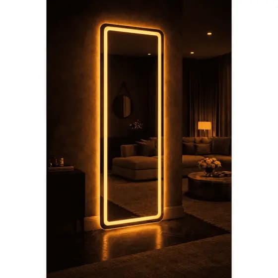 Espelho Retangular Led Jateado Bivolt Decorativos Luxo Quente_3000K Branco_6000K e Neutro_4000k Closet