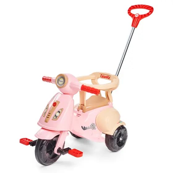Triciclo Infantil Vespita Velotrol Motoca C/ Buzina Com Haste Empurrador Proteção Lateral - Calesita