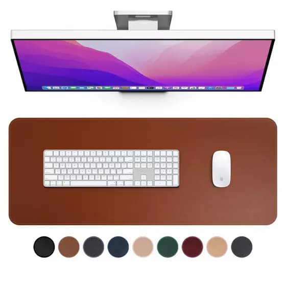 Mouse Pad 70x30 Couro Preto Costurada Alta Qualidade Desk Pad