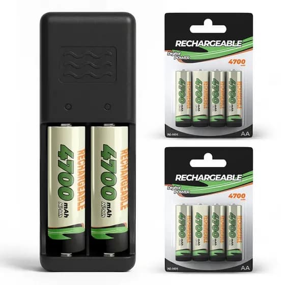 Carregador de Pilhas Aa/aaa Bivolt Rápido + Pilhas Recarregáveis Opcionais Bateria Recarregável Pilha Universal