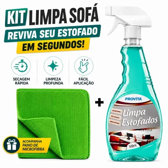 Espuma Limpa Estofados À Seco Spray Premium Perfumado 500ml + Pano Microfibra Limpa Sofá Colchão Almofada Banco Poltrona