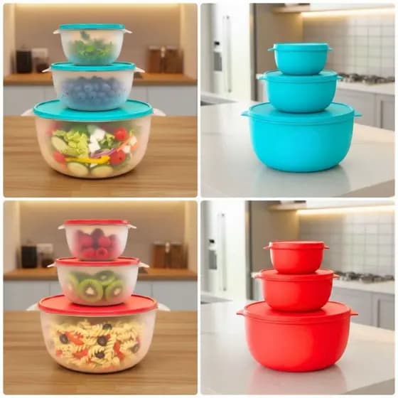 Kit 3 Potes Plastico Redondos Bowl Livre Bpa - Pote Para Armazenar Alimento No Freezer e Microondas