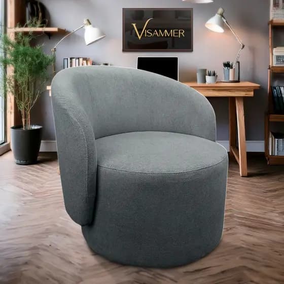 Poltrona Giratória Orgânica Confortavél Tecido Boucle Recepção Sala de Beleza Closet Hall
