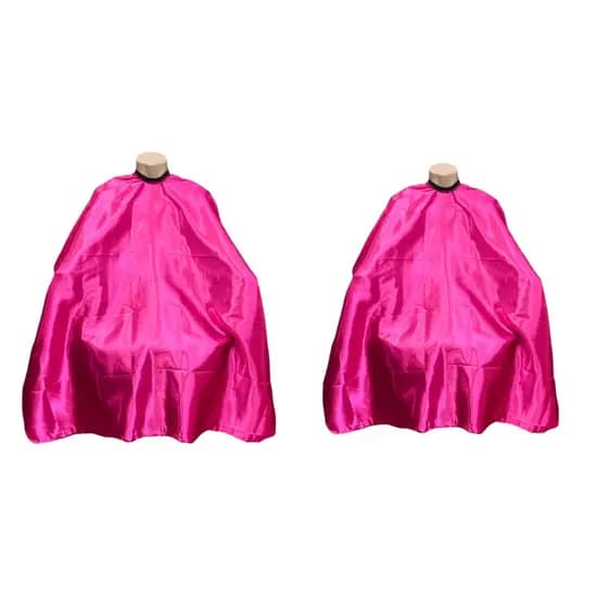 kit 2 capas de cetim lisa pink para salão de beleza/ cabelereiras fecho em ziper costura profissional