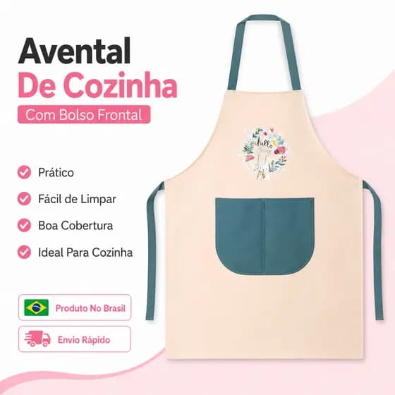 Avental Impermeável Cozinha Premium Ajustável Com Bolso - Anti Óleo