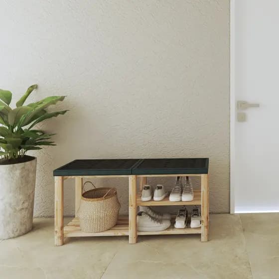 Banco Sapateira Multiuso Madeira Pinus Crua 110cm Organizador Calçados Quarto Closet Hall Entrada