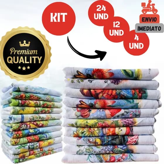 Pano de prato KIT com 24, 12 ou 4 peças 100% algodão pano de prato grande embainhado bainha algodão
