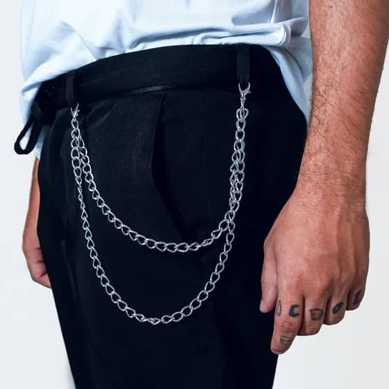 Corrente Cinto Camadas Calça Leve Prateado Hip Hop Rock Punk Minimalista Feminino Acessório Cintura Off