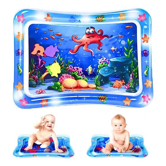 Tapete Infantil de Água para Bebês de 3 a 12 Meses Inflável de Atividade Sensorial Menino e Menina cor Azul