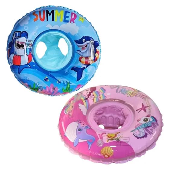 Boia para Bebê com Assento Flutuador Bote Para Piscina Baby 6 Meses Menino Menina Rosa Azul