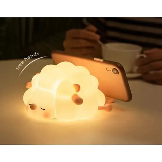 Abajur Ovelhinha Divertida Silicone 3 Niveis de Luz Sensivel ao Toque