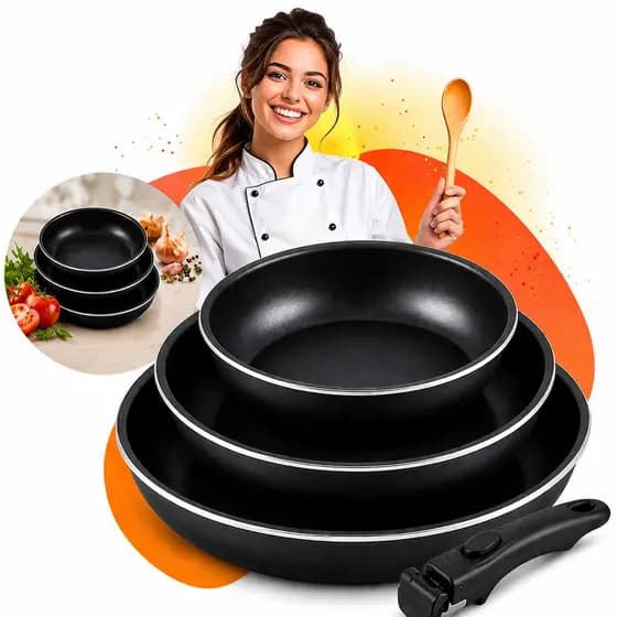 Kit 3 Frigideiras Antiaderente Jogo De Frigideiras Gourmet Antiaderência Máxima Cozinha Saudável Pronta Entrega