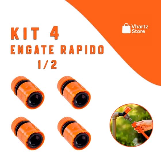 KIT 4 ENGATE RAPIDO PARA MANGUEIRA 1/2 CONECTOR DE JARDIM FÁCIL DE INSTALAR ANTIVAZAMENTO