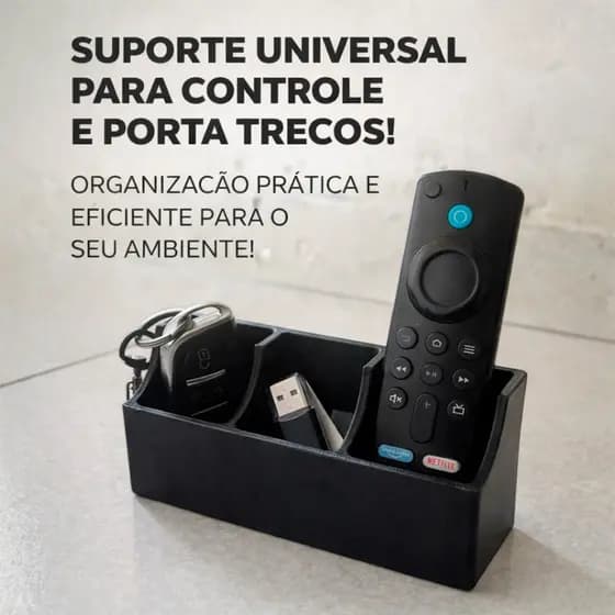 Organizador Suporte Porta Controle Remoto Com 3 Divisórias TV Ar Condicionado