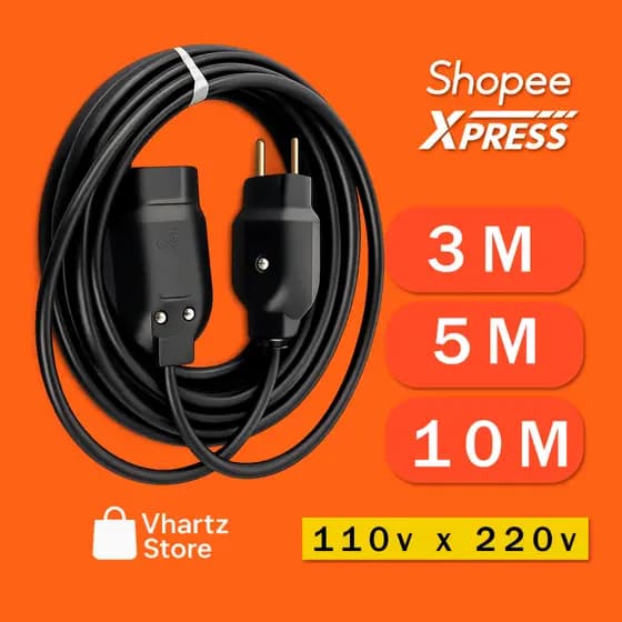 Extensão Elétrica Reforçada Cabo PP 2x1,5mm Prolongador 3m/5m/10m 10A Bivolt