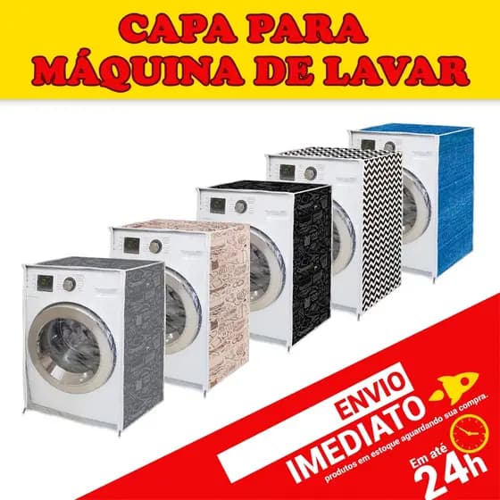 Capa Maquina de Lavar c/ Zíper Proteção Total Abertura Frontal Electrolux Brastemp Consul