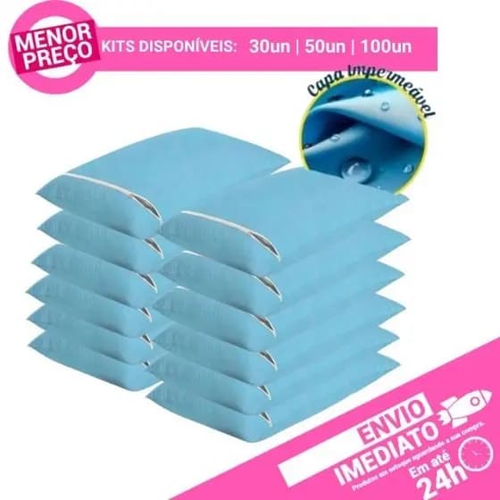 Kit de Capa de Travesseiro com Zíper Impermeável 30 50 e 100 unidades Hotelaria Hospital Clinica - Envio Rápido