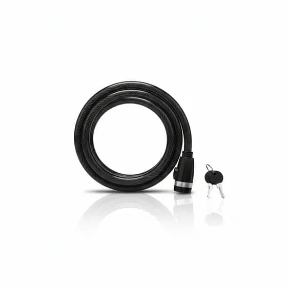 Cadeado Espiral para Bicicleta 17x100cm com Cabo de Aço Revestido e Sistema com Chave Wassay Uso Urbano Diário Seguro