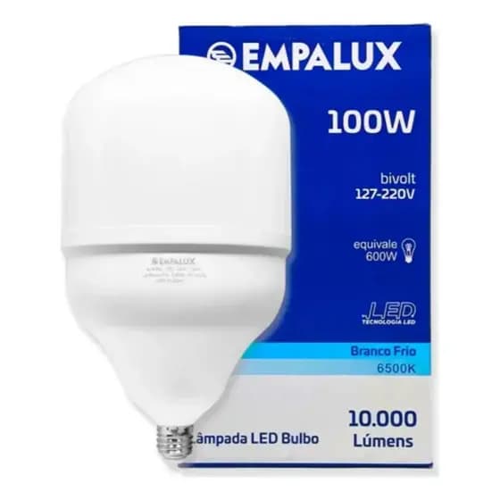 Lâmpada LED 100W E27 Branco Frio 6500K Alta Potência Bivolt Empalux Super Forte