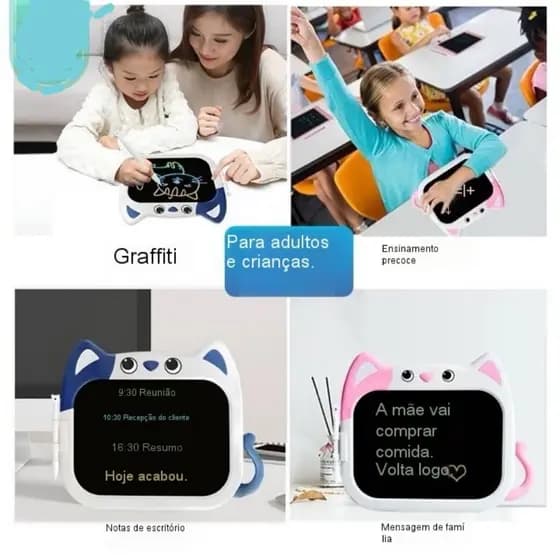 Lousa Mágica Tablet Colorido Gatinho Infantil 10 Polegadas Digital Educativo Para Criança Escrever