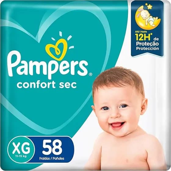 FRALDA DESCARTAVEL PAMPERS CONFORT SEC SUPER XG C/58 UN