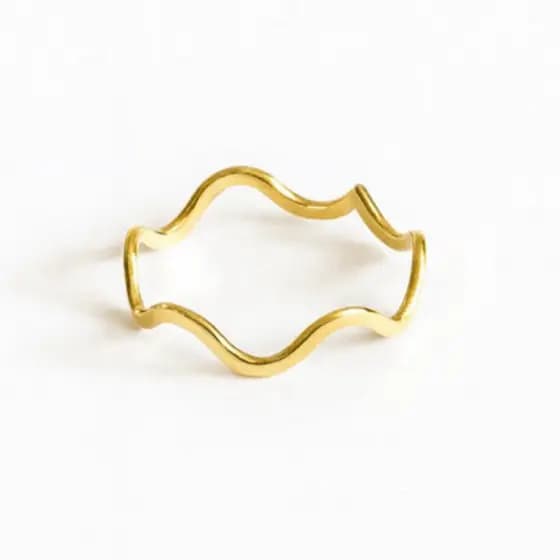 anel linha fina delicado feminino semijoia ondas banhado a ouro 18 k com garantia