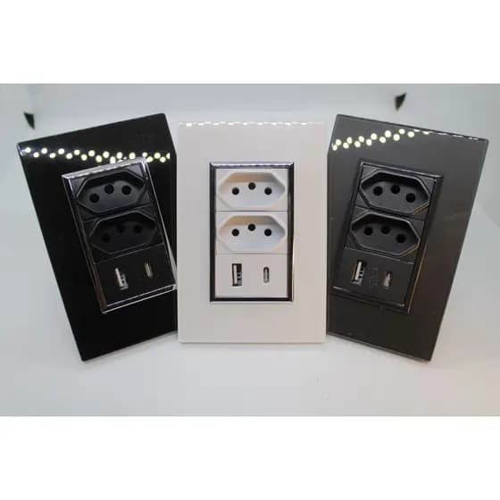 Tomada Usb E Tipo C De Parede 10A Bivolt 2.1a 5v