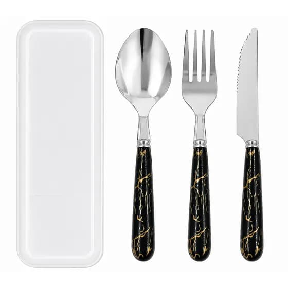 Jogo Kit de Talheres Estilo Marmorizado Utensílios Com Estojo