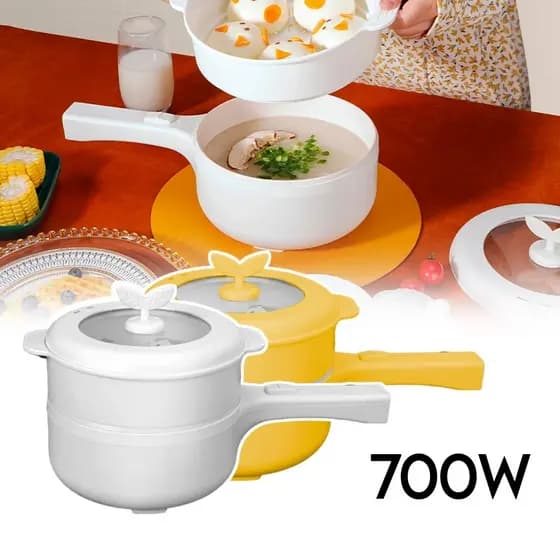Panela Elétrica 2 em 1 700W Antiaderente Cerâmica Cozinha e Frita 110V / 220V PREMIUM