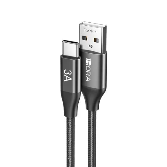 Cabo de Carregamento Dados 1Hora Usb 2.0 A/C 3A 2M Preto