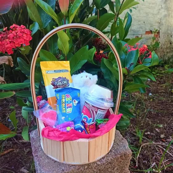 Kit 10 Cestas de madeira Fraldeira Pinus Redonda Com Alça Premium Para Presente, Pascoa e Natal