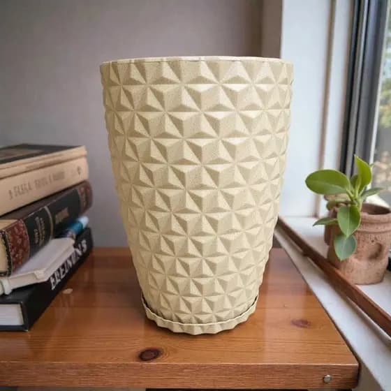 Vaso Coluna Diamante Luxo 50cm Decorativo Interno e Externo Jardim Sala