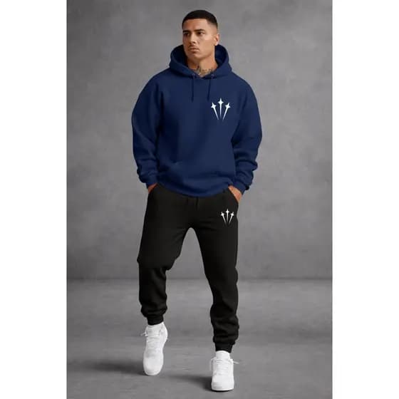 Conjunto Moletom Masculino com Capuz + Calça Jogger Moletom Inverno Casual Streetwear Confortável Moda Masculina Nocta