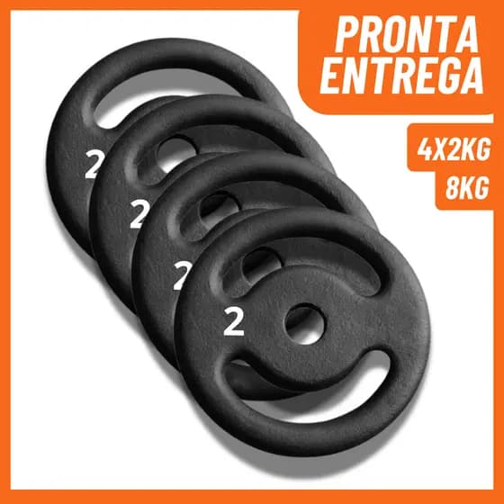 Kit Anilhas Musculação 2kg Pintada (8kg Total) Peso Para Exercícios Academia Treino em Casa