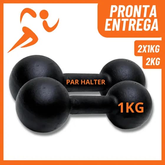 Par Halteres Musculação 1kg Pintado (2kg Total) Peso Para Exercícios Academia Treino em Casa