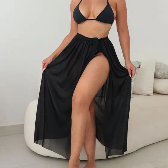 Saia Envelope Saida de Praia LONGA Saia de Amarrar com babado 4 marias Moda Verão