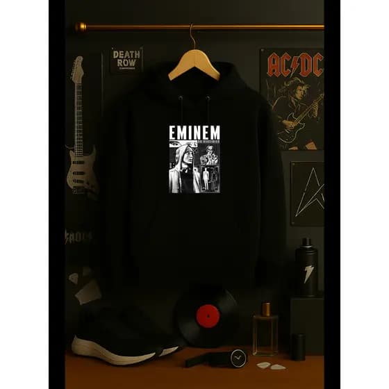 Blusa de Frio Moletom Flanelado Algodão Banda Cantor Eminem Casaco Suéter