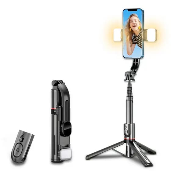 H'maston ZP12 Tripé Selfie Stick Sem Fio Bluetooth Com Luz 360°