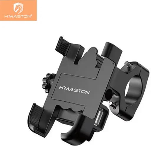 H'Maston CJ-108 Suporte Celular para Moto Bike forte de Metal Alumínio com carregador USB