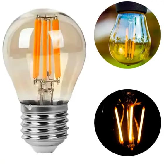 Kit 2 Lâmpada Filamento De Led Bulbo G45 Bolinha Vintage Retro E27 Decorativo