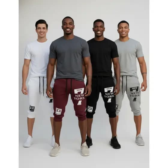 Kit 4 Bermuda Skinny Masculina Jogger Moletom New York Verão